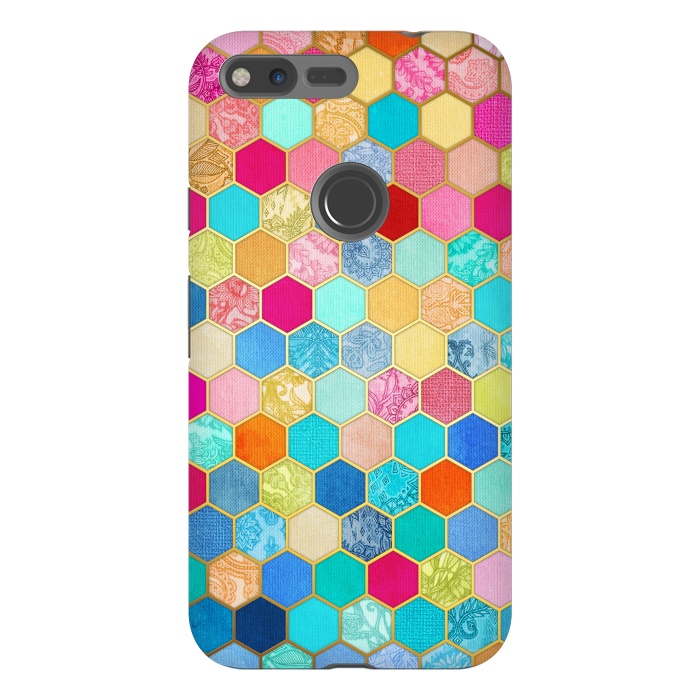 Pixel XL StrongFit Patterned Honeycomb Patchwork in Jewel Colors by Micklyn Le Feuvre