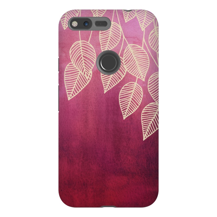 Pixel XL StrongFit Magenta Garden in watercolor and ink by Micklyn Le Feuvre