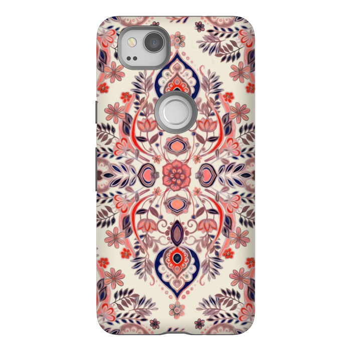 Pixel 2 StrongFit Modern Folk in Coral Red and Indigo by Micklyn Le Feuvre