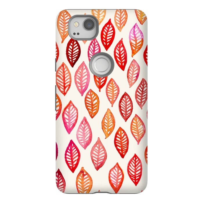 Pixel 2 StrongFit Watercolor Leaf Pattern in Autumn Colors by Micklyn Le Feuvre