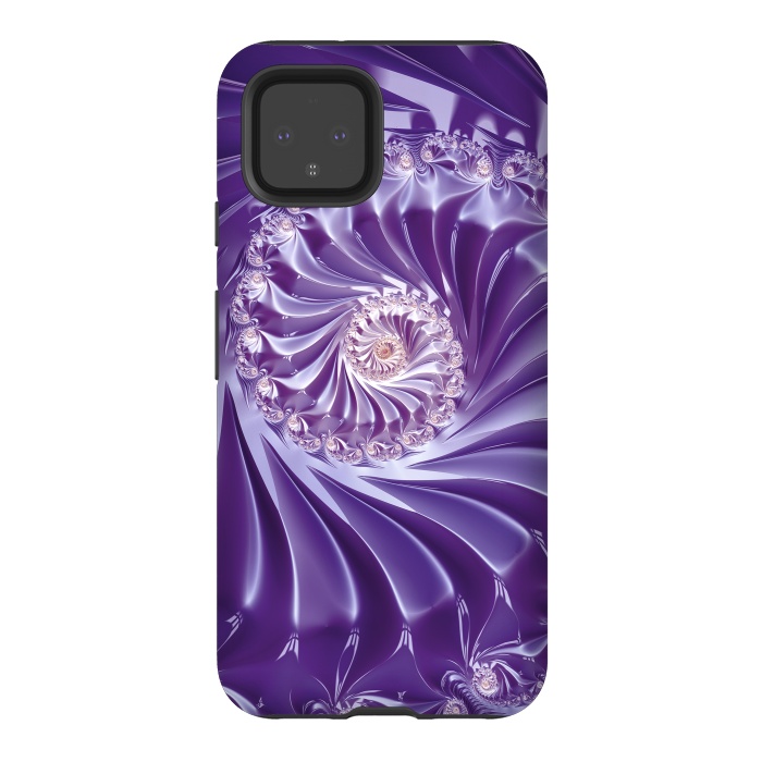 Pixel 4 StrongFit Purple Fractal Fantasies by Andrea Haase