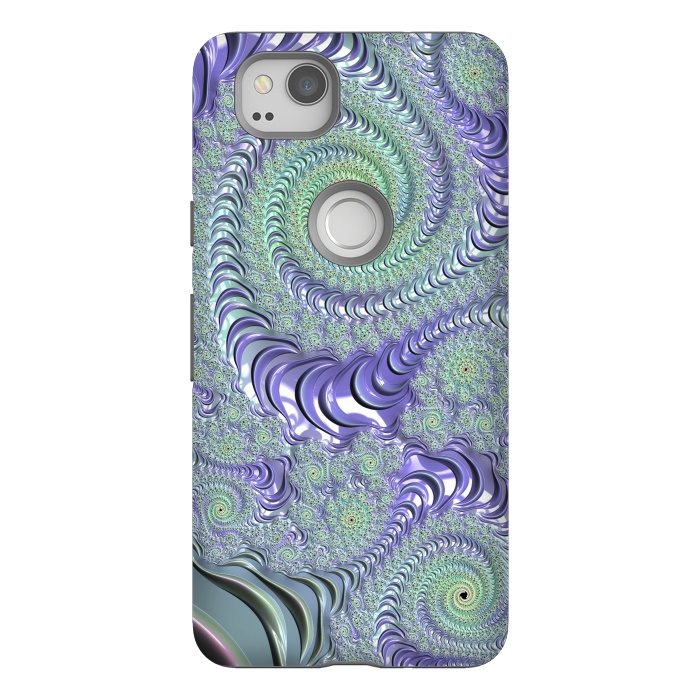Pixel 2 StrongFit Teal And Purple Fractal Design by Andrea Haase