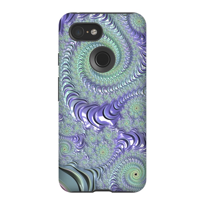 Pixel 3 StrongFit Teal And Purple Fractal Design by Andrea Haase
