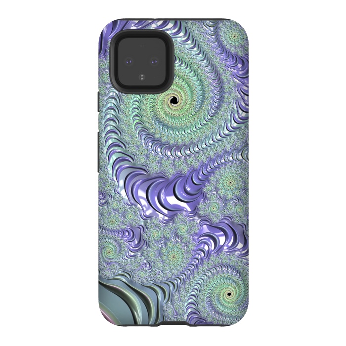 Pixel 4 StrongFit Teal And Purple Fractal Design by Andrea Haase