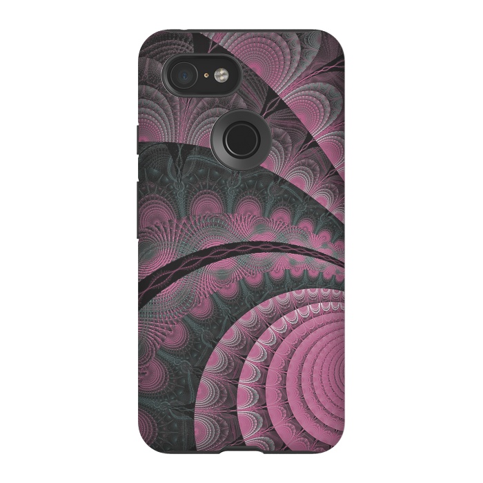 Pixel 3 StrongFit Pink Fractal Design by Andrea Haase