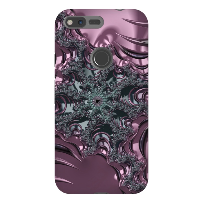 Pixel XL StrongFit Shiny Pink Green Fractal Design by Andrea Haase