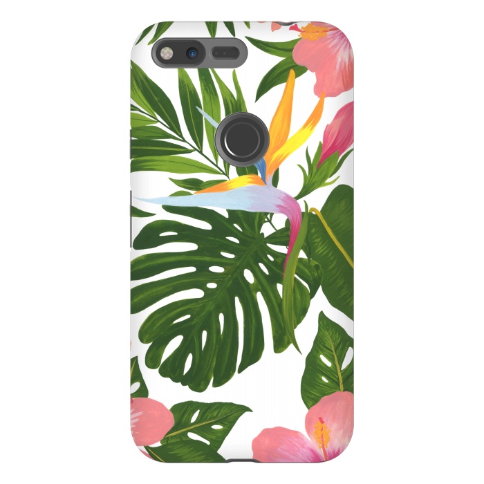 Pixel XL StrongFit Bird Of Paradise Jungle Floral Print by Becky Starsmore