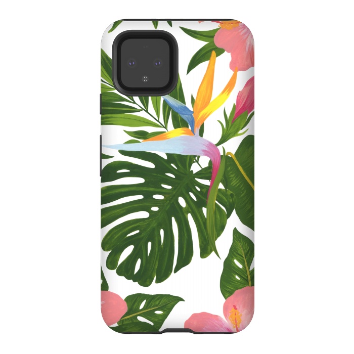Pixel 4 StrongFit Bird Of Paradise Jungle Floral Print by Becky Starsmore