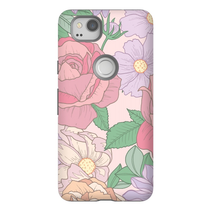 Pixel 2 StrongFit Pink Summer Rose Floral Bouquet by Becky Starsmore