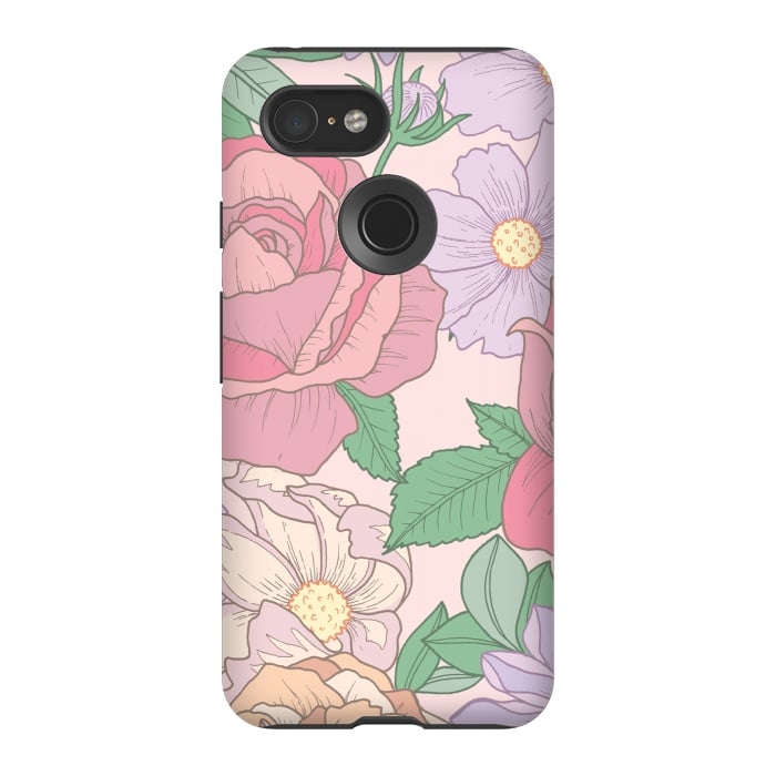 Pixel 3 StrongFit Pink Summer Rose Floral Bouquet by Becky Starsmore