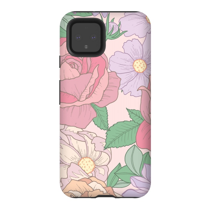 Pixel 4 StrongFit Pink Summer Rose Floral Bouquet by Becky Starsmore