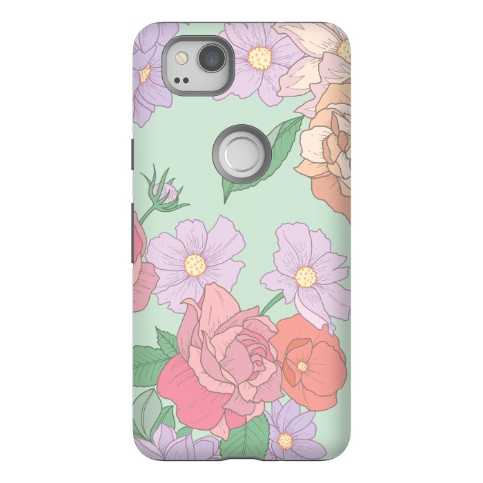 Pixel 2 StrongFit Green Floral Bouquet Print by Becky Starsmore