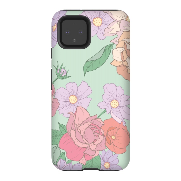 Pixel 4 StrongFit Green Floral Bouquet Print by Becky Starsmore