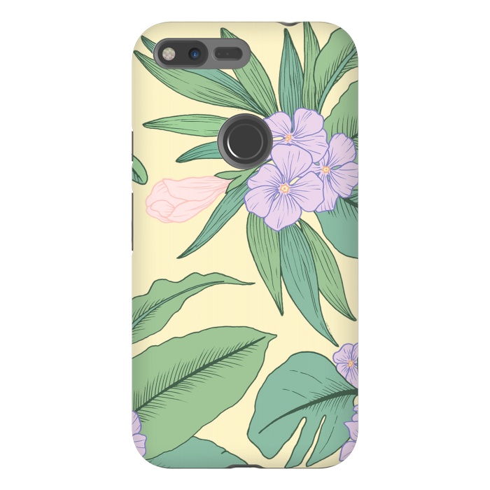 Pixel XL StrongFit Yellow Tropical Floral Print by Becky Starsmore
