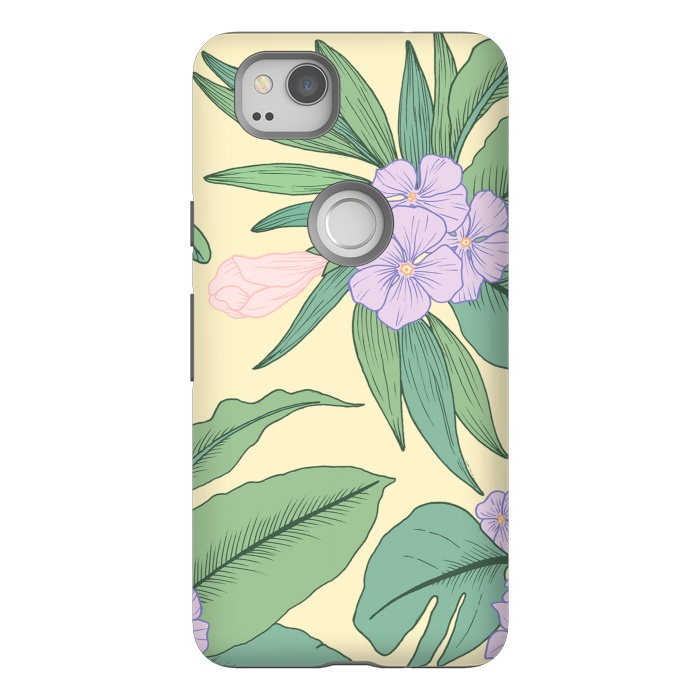 Pixel 2 StrongFit Yellow Tropical Floral Print by Becky Starsmore