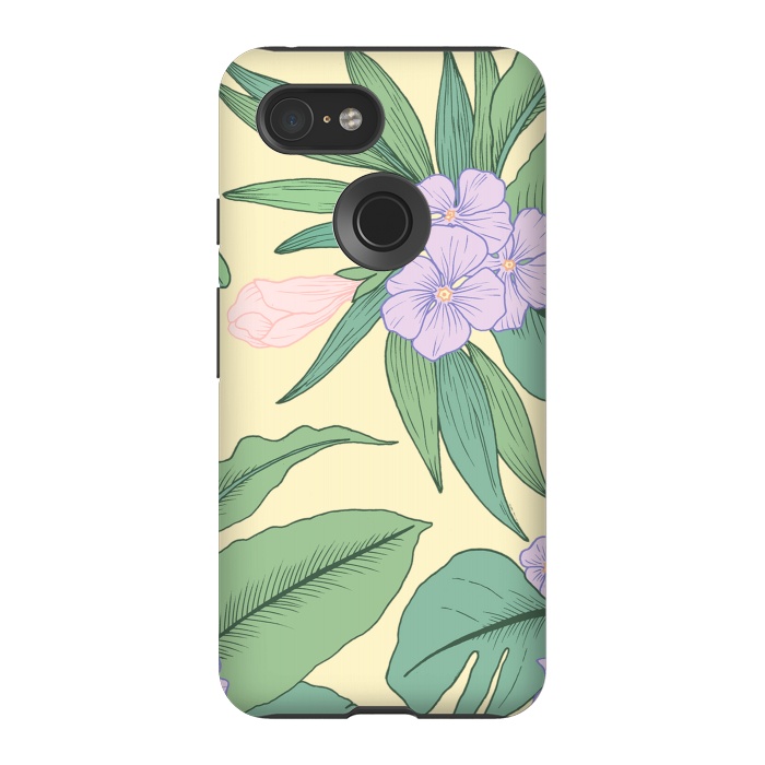 Pixel 3 StrongFit Yellow Tropical Floral Print by Becky Starsmore