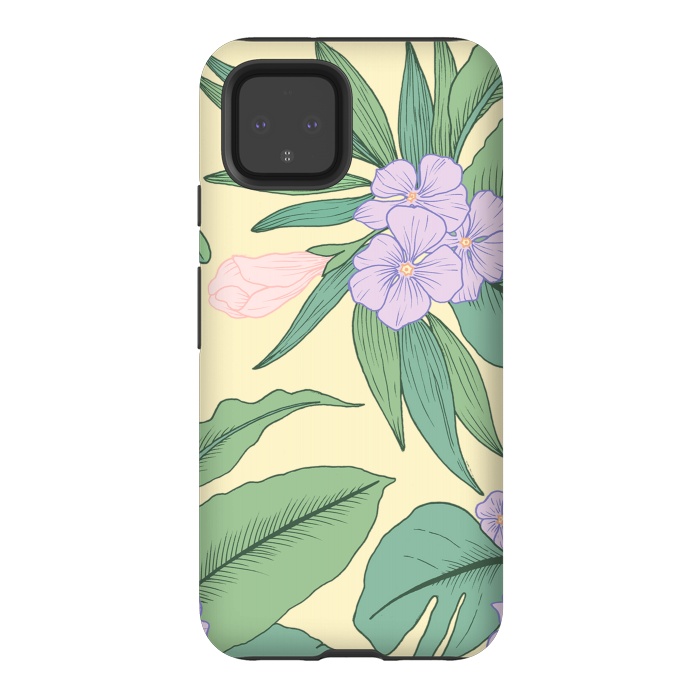 Pixel 4 StrongFit Yellow Tropical Floral Print by Becky Starsmore
