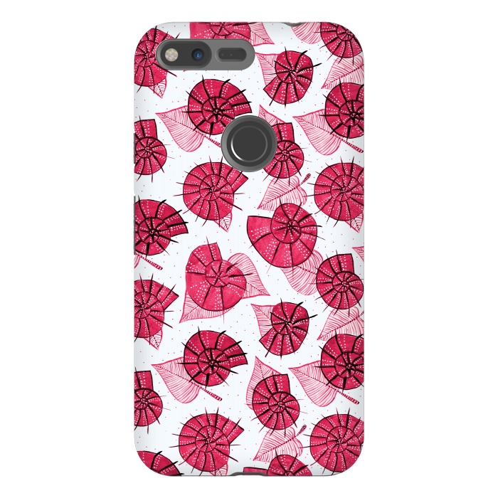 Pixel XL StrongFit Pink Snails And LeavesPattern by Boriana Giormova