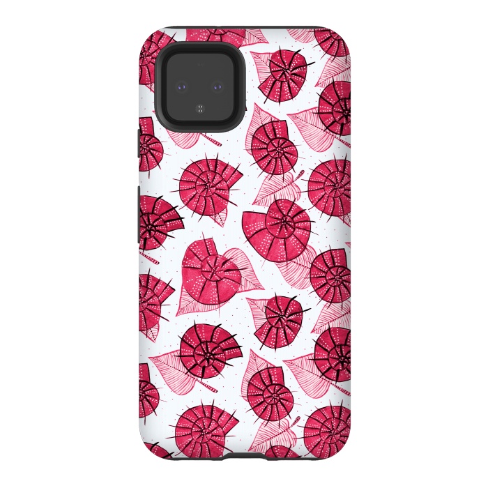 Pixel 4 StrongFit Pink Snails And LeavesPattern by Boriana Giormova