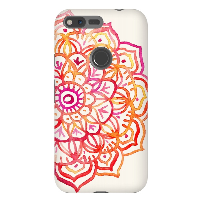 Pixel XL StrongFit Watercolor Mandala in Sunset Colors by Micklyn Le Feuvre