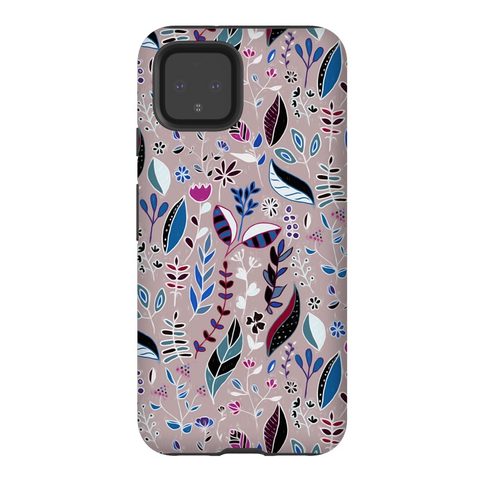 Pixel 4 StrongFit Vibrant Nature Doodle On soft Grey  by Tigatiga