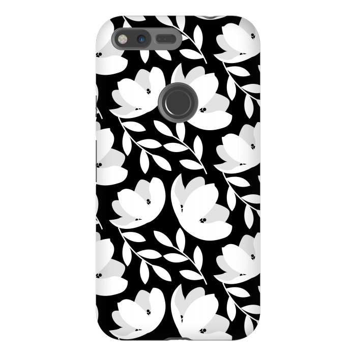 Pixel XL StrongFit Black and White Floral Pattern by Allgirls Studio