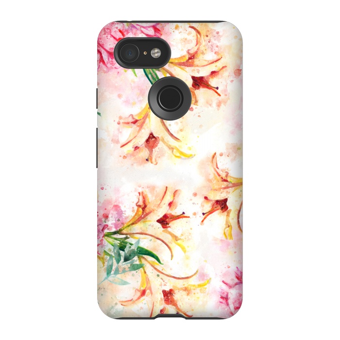 Pixel 3 StrongFit Peony Floral by Creativeaxle