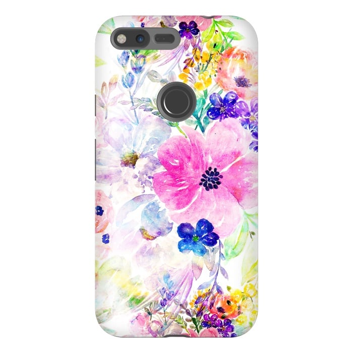 Pixel XL StrongFit Pretty watercolor floral hand paint design by InovArts