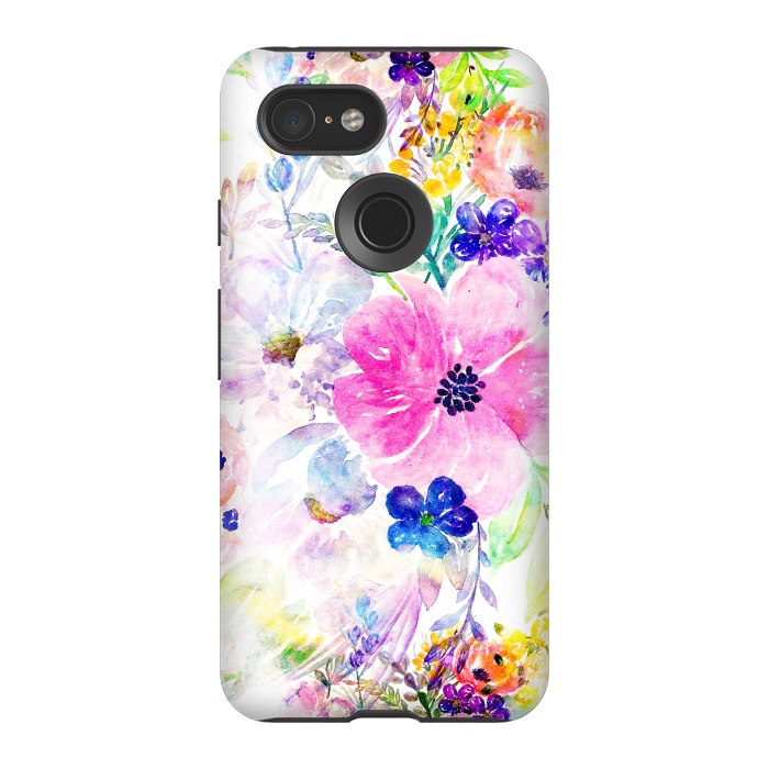 Pixel 3 StrongFit Pretty watercolor floral hand paint design by InovArts