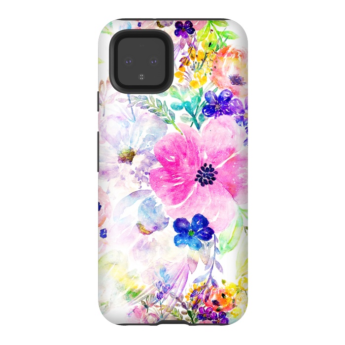 Pixel 4 StrongFit Pretty watercolor floral hand paint design by InovArts