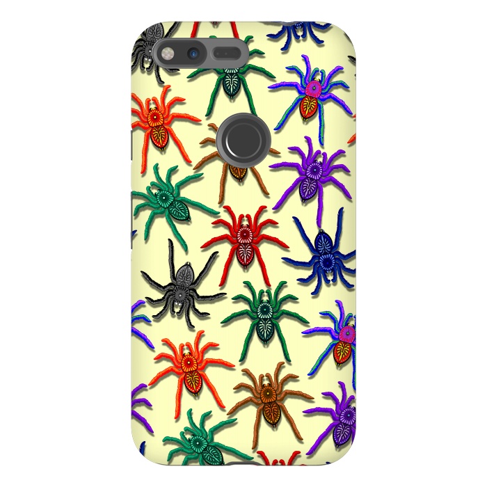 Pixel XL StrongFit Spiders Colorful Halloween Tarantulas Pattern by BluedarkArt