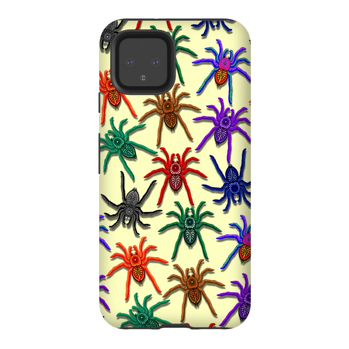 Pixel 4 StrongFit Spiders Colorful Halloween Tarantulas Pattern by BluedarkArt