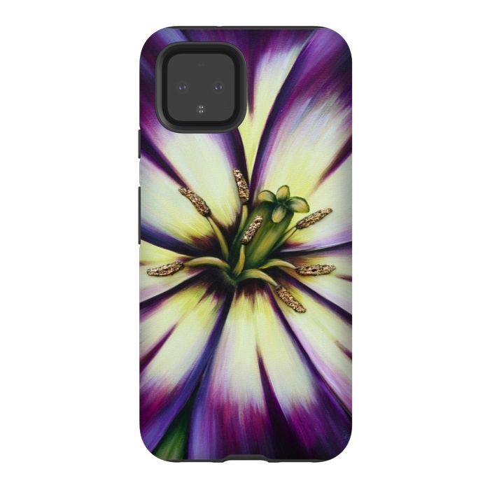 Pixel 4 StrongFit Plum Tulip by Denise Cassidy Wood