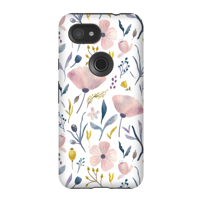 Pixel 3A StrongFit Delicate Pastel Floral by Noonday Design