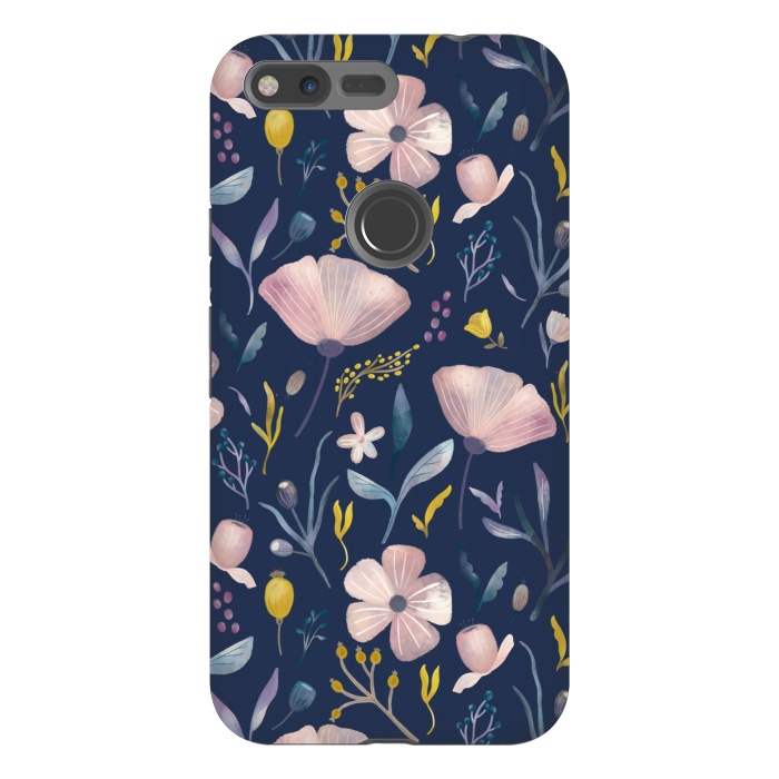 Pixel XL StrongFit Delicate Pastel Floral on Blue by Noonday Design