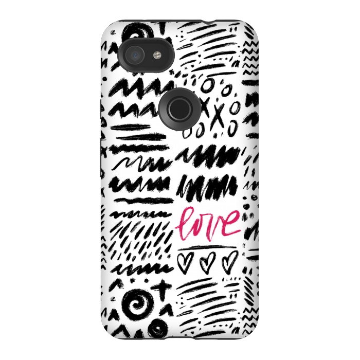 Pixel 3AXL StrongFit Love Scribbles by Noonday Design