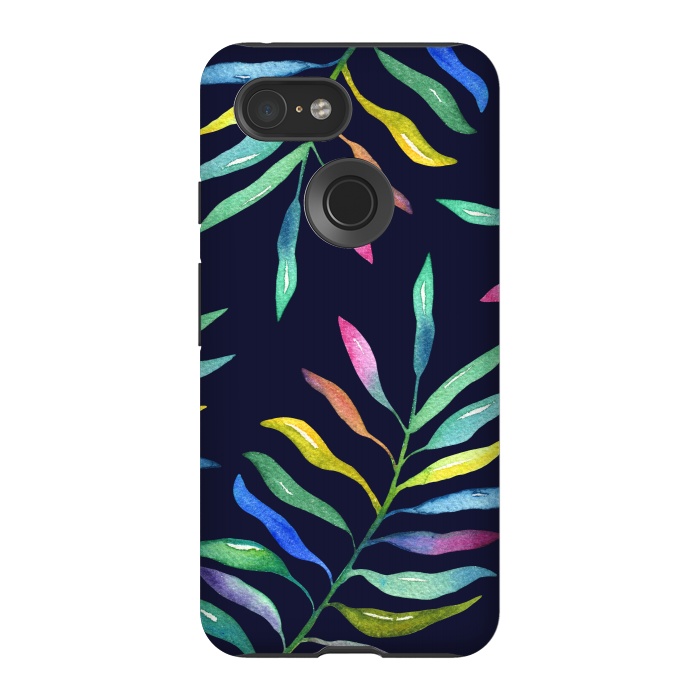 Pixel 3 StrongFit Rainbow Tropical Leaf by Noonday Design