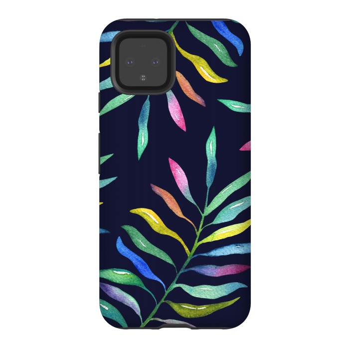 Pixel 4 StrongFit Rainbow Tropical Leaf by Noonday Design
