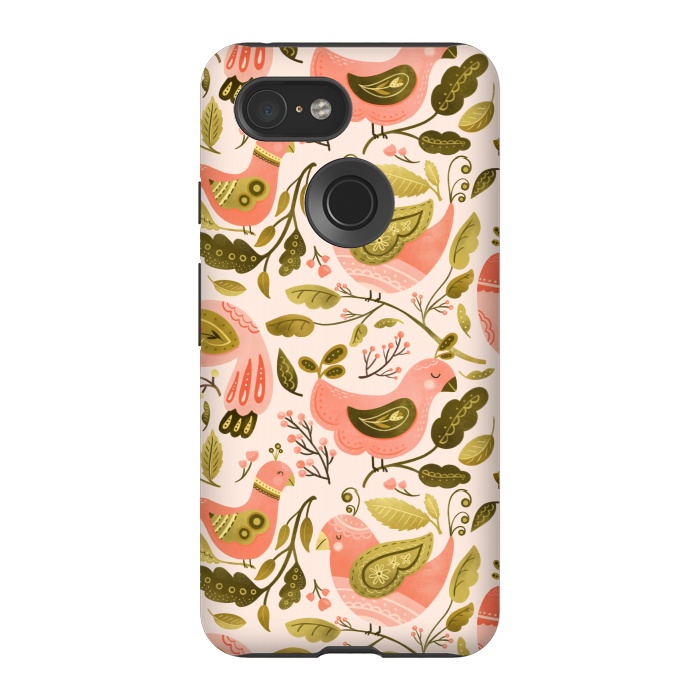 Pixel 3 StrongFit Peachy Keen Birds by Noonday Design