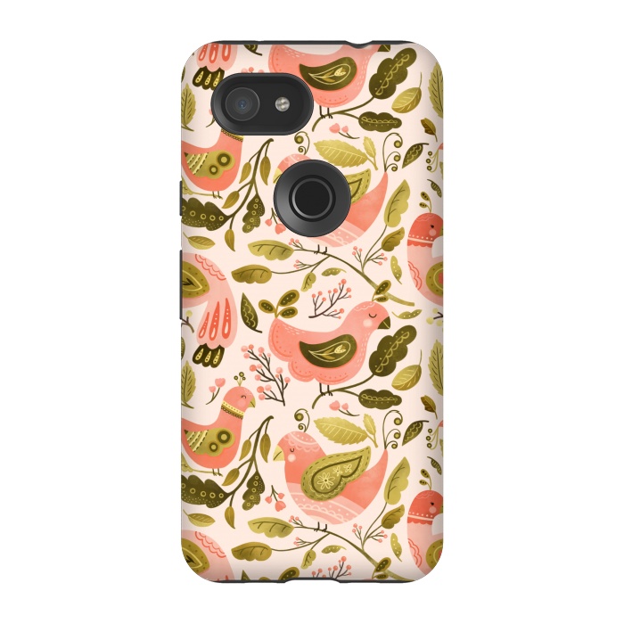 Pixel 3A StrongFit Peachy Keen Birds by Noonday Design