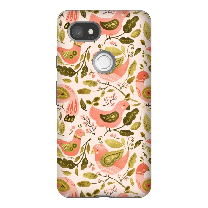 Pixel 2XL StrongFit Peachy Keen Birds by Noonday Design