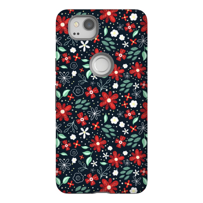 Pixel 2 StrongFit Little Christmas Flowers by Noonday Design
