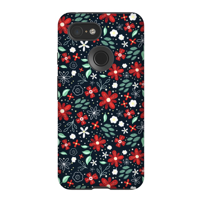 Pixel 3 StrongFit Little Christmas Flowers by Noonday Design