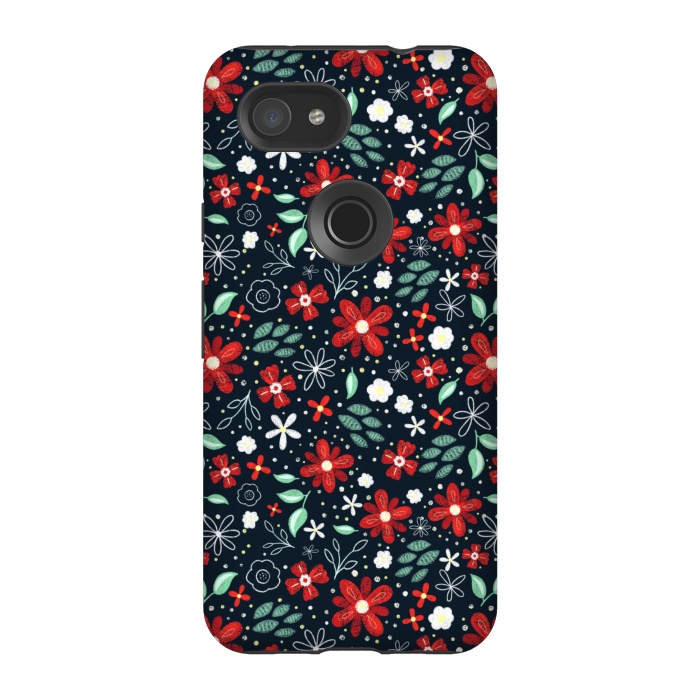 Pixel 3A StrongFit Little Christmas Flowers by Noonday Design