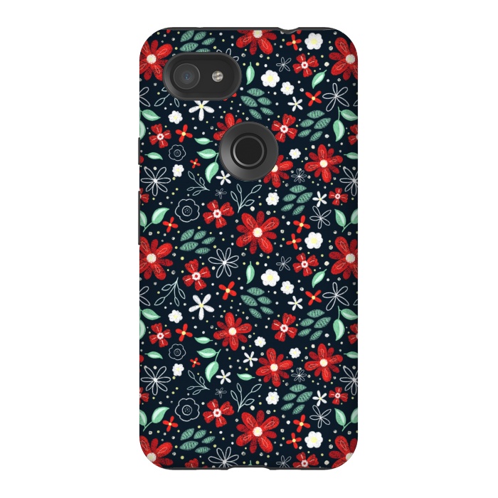 Pixel 3AXL StrongFit Little Christmas Flowers by Noonday Design