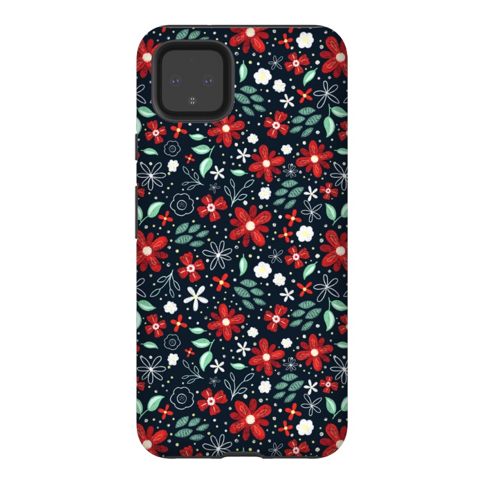 Pixel 4XL StrongFit Little Christmas Flowers by Noonday Design
