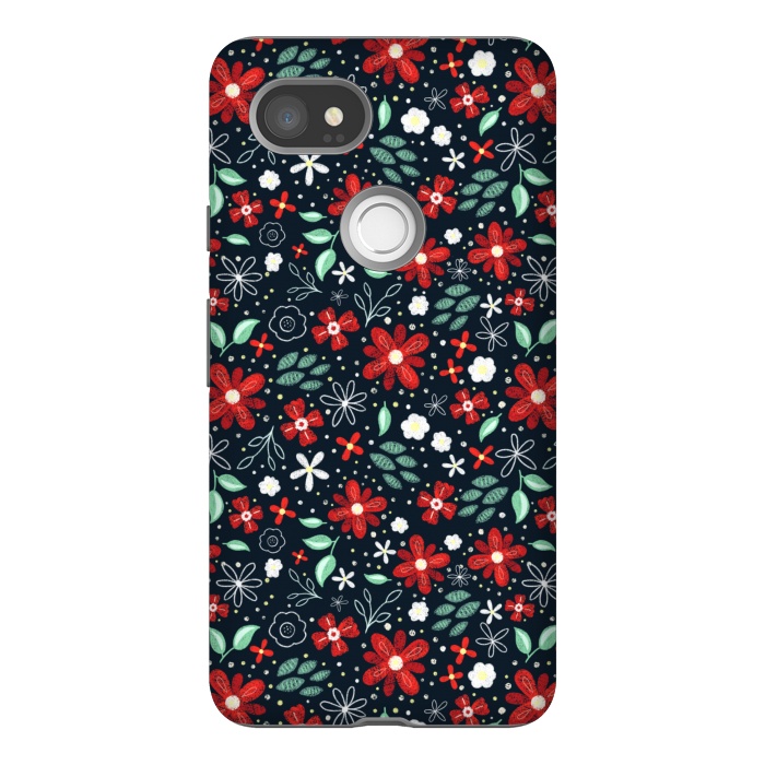 Pixel 2XL StrongFit Little Christmas Flowers by Noonday Design