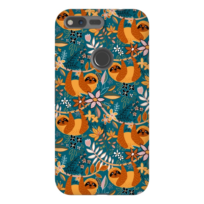 Pixel XL StrongFit Cute Boho Sloth Floral  by Micklyn Le Feuvre