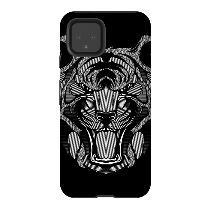 Pixel 4 StrongFit Tiger Zentangle by Afif Quilimo
