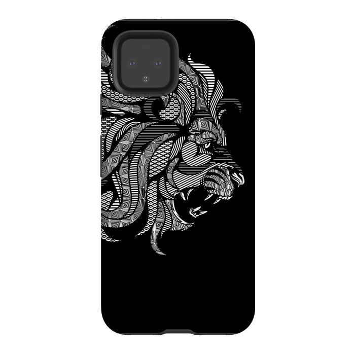 Pixel 4 StrongFit Lion Zentangle by Afif Quilimo